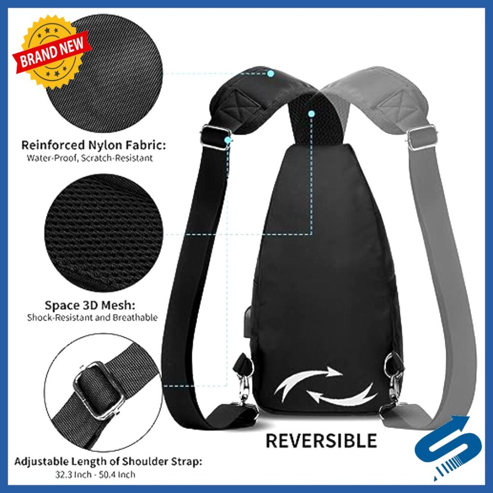 Large Nylon Sling Backpack, Adjustable Strap, Mul… - image 4